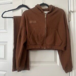 Brandon Blackwood 2-Piece Ribbed Set Size XS Mocha Brown